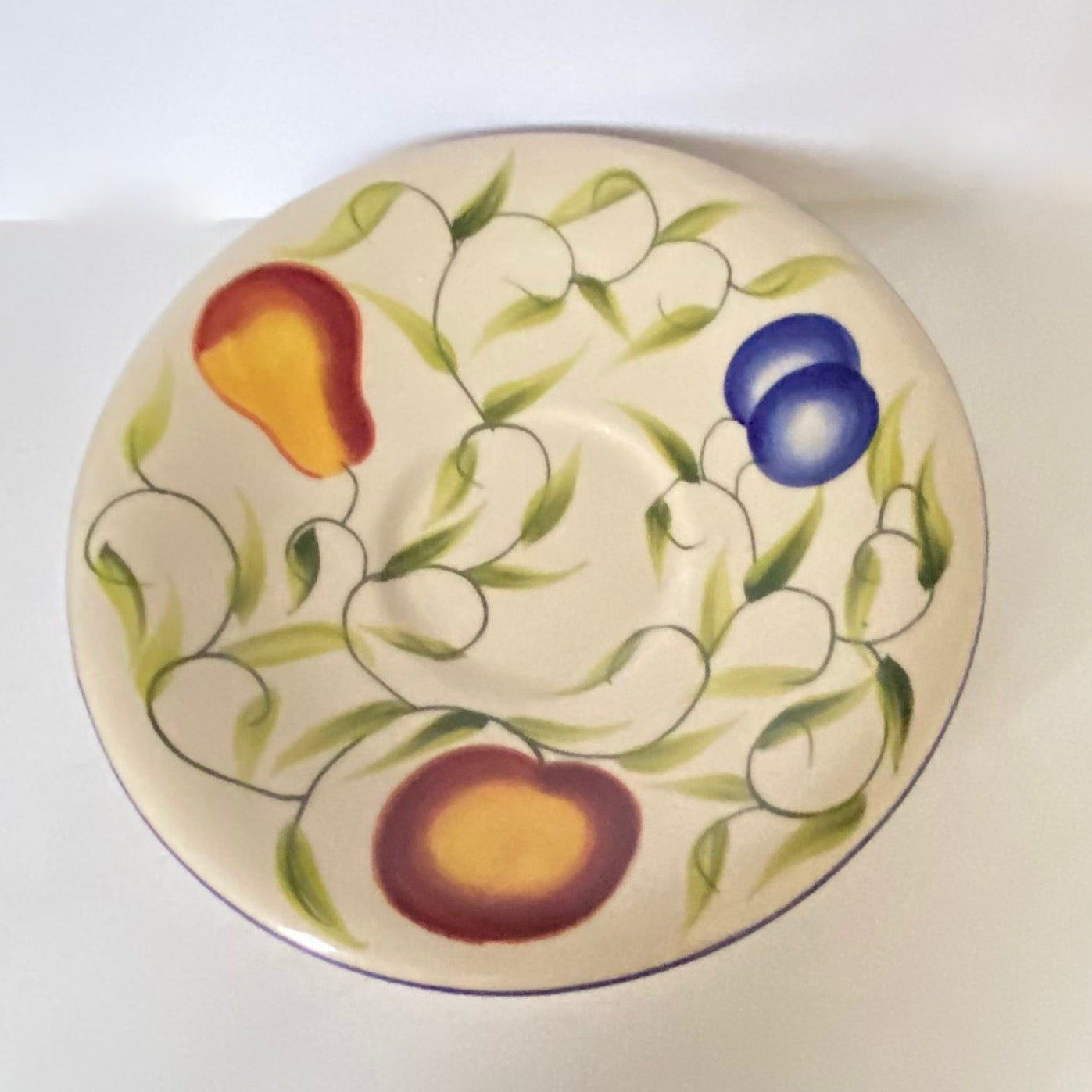 Pear, Plumb and Peach Design Coffee cup and Saucer by London Pottery