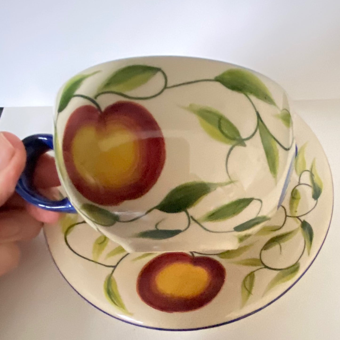 Pear, Plumb and Peach Design Coffee cup and Saucer by London Pottery