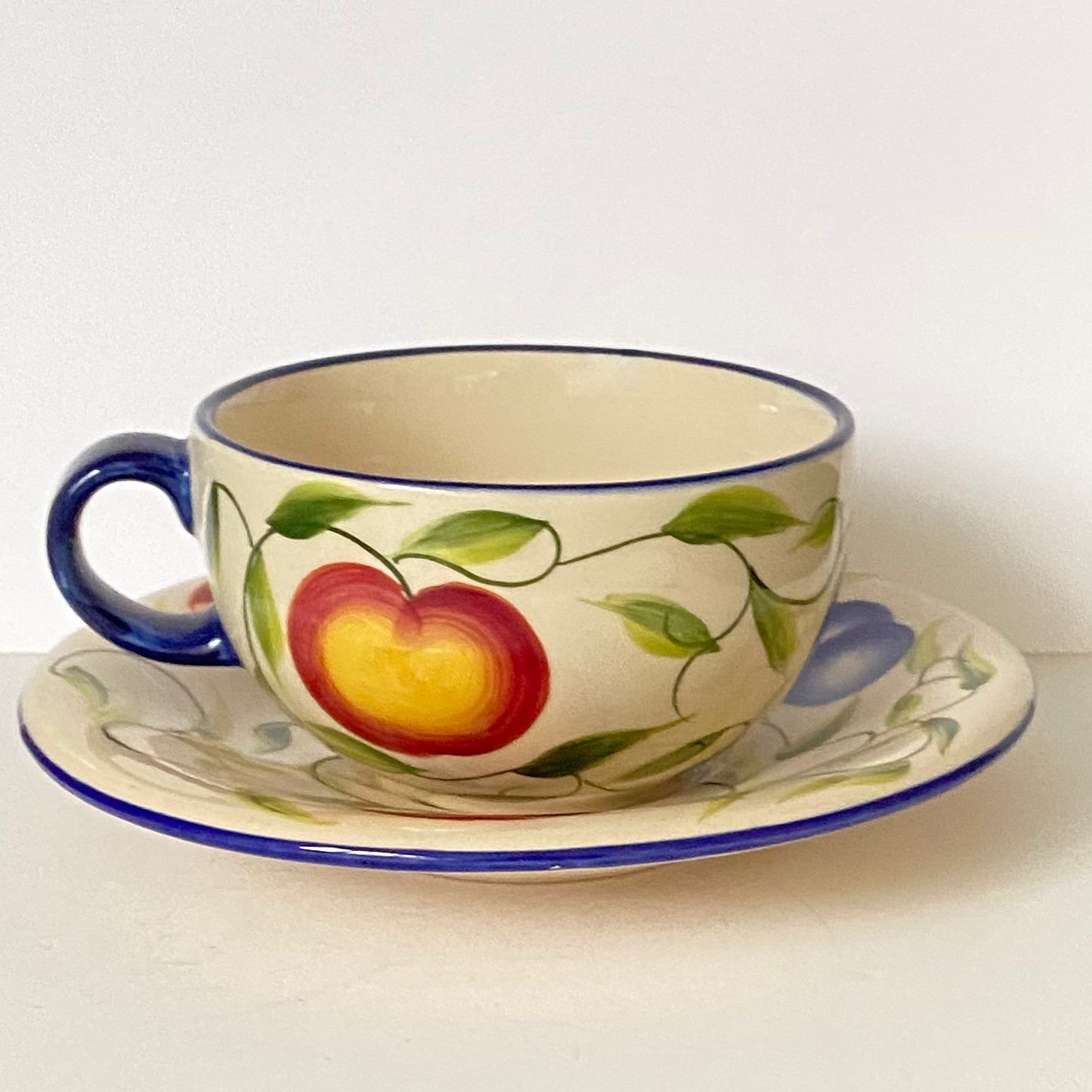 Pear, Plumb and Peach Design Coffee cup and Saucer by London Pottery
