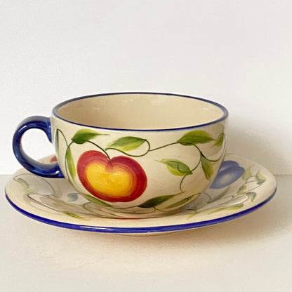 Pear, Plumb and Peach Design Coffee cup and Saucer by London Pottery