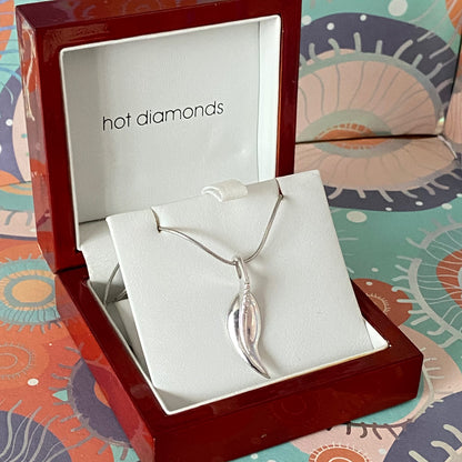Vintage Hot diamonds Sterling Silver, Diamond Leaf Stem Earrings and Necklace Set