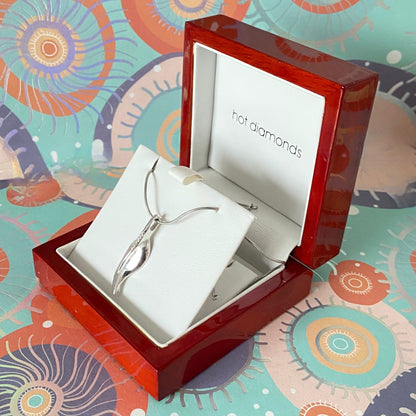 Vintage Hot diamonds Sterling Silver, Diamond Leaf Stem Earrings and Necklace Set