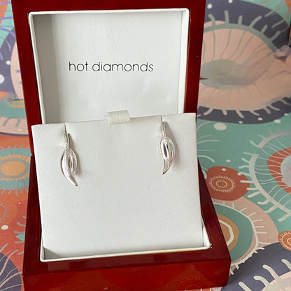 Vintage Hot diamonds Sterling Silver, Diamond Leaf Stem Earrings and Necklace Set
