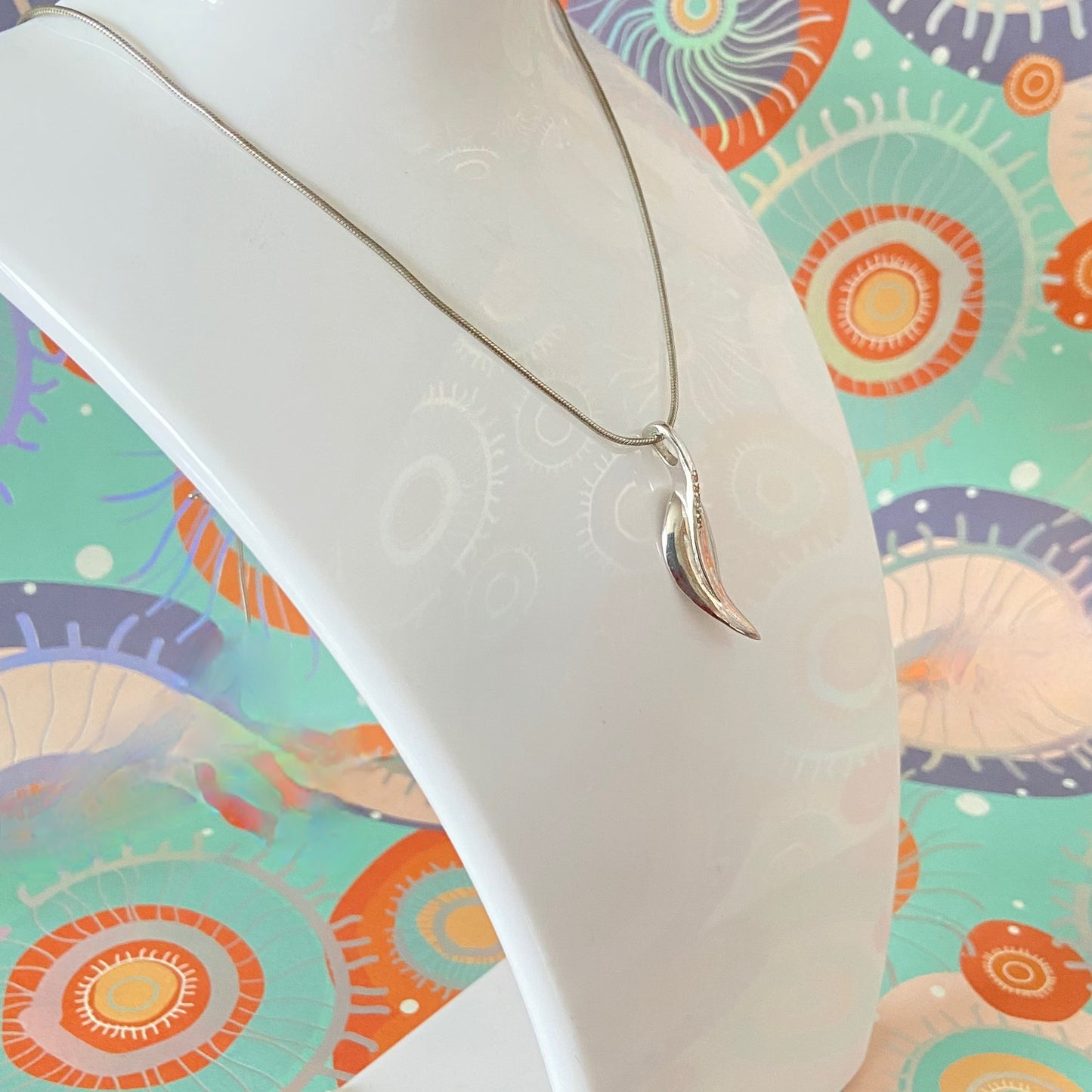 Vintage Hot diamonds Sterling Silver, Diamond Leaf Stem Earrings and Necklace Set