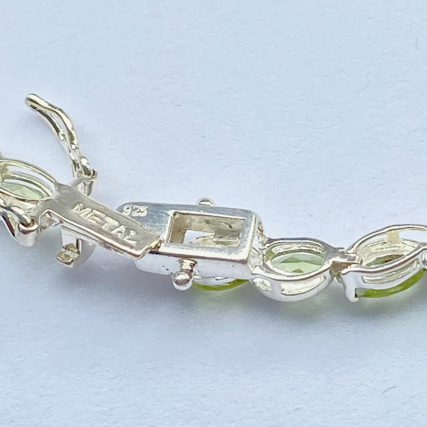 Sterling Silver Tennis Bracelet with Green Citrine Crystal Gemstones