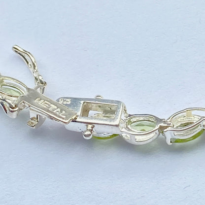 Sterling Silver Tennis Bracelet with Green Citrine Crystal Gemstones