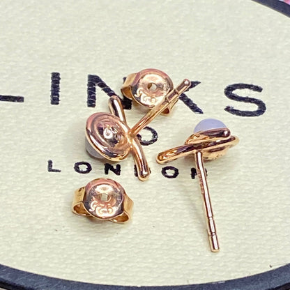 Links of London iconic Serpentine 18kt Rose Gold Vermeil & Blue Lace Agate Gemstone Stud Earrings.