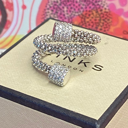 Links of London Sterling Silver Star Dust Wrap Ring with Round barrels covered with Sparkly stones.