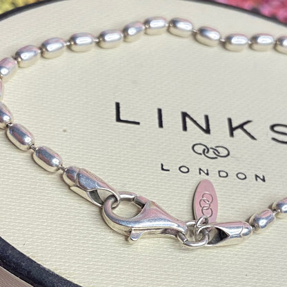 Links of London Sterling Silver Rice Bead Bracelet, Stamped s925. 19cm. Fantastic condition
