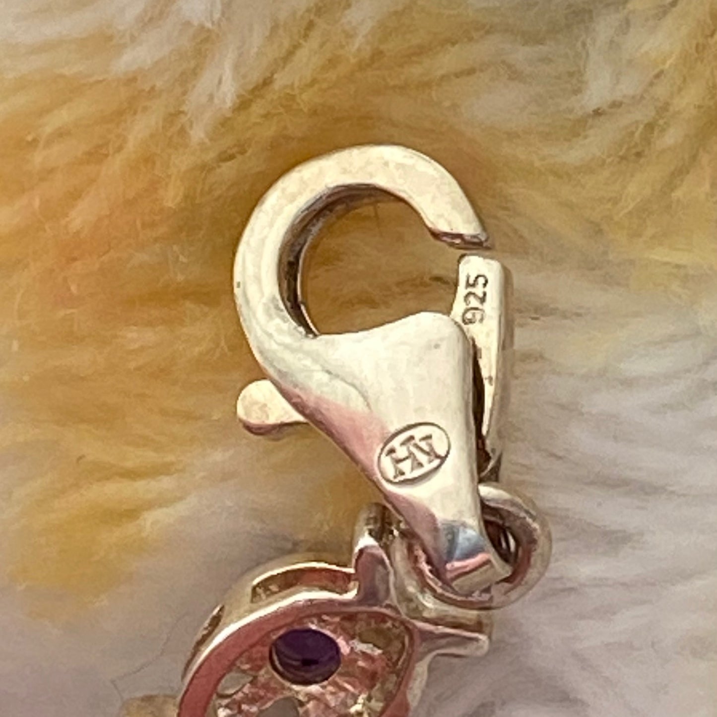 Sterling Silver Tennis Bracelet with Natural Lavender Jade and Amethyst