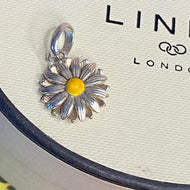 British Sterling Silver Tea Keepsakes Daisy Charm Daisy charm with yellow enamel