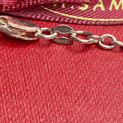 Sterling Silver chain with glass beads with a drop purple heart pendent
