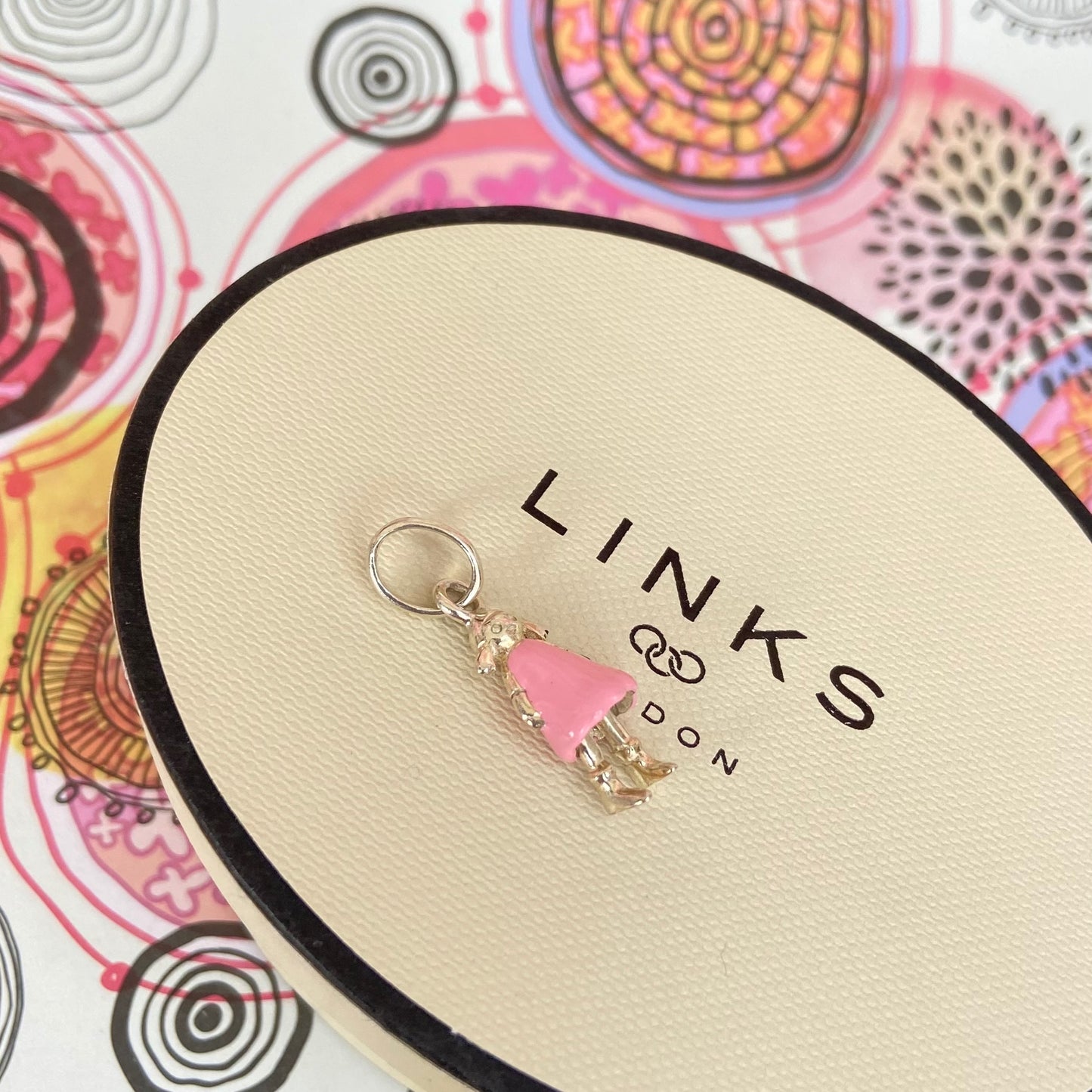 Links of London Girl Rag Doll Charm Pink Enamel