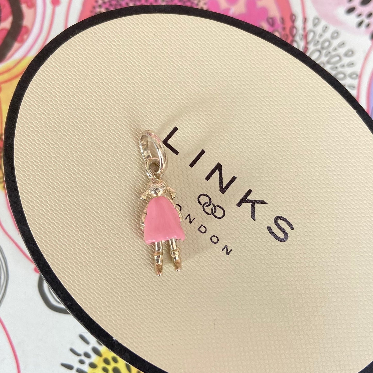 Links of London Girl Rag Doll Charm Pink Enamel