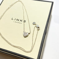 Links of London Diamond Essentials Sterling Silver Pave Heart Necklace