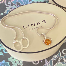 Load image into Gallery viewer, Authentic Links of London Sterling Silver Snake chain with an Amber style pendent
