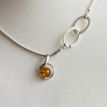 Load image into Gallery viewer, Authentic Links of London Sterling Silver Snake chain with an Amber style pendent
