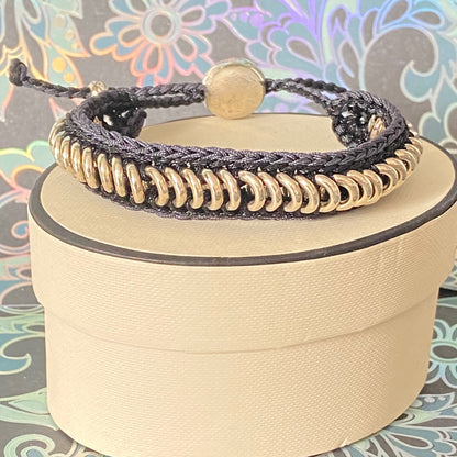 Authentic Links of London Silver and Black Sweetie Friendship Bracelet Perfect Condition