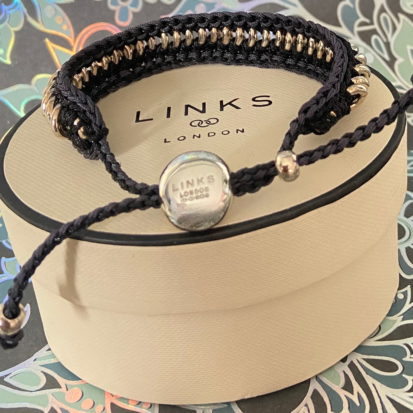 Authentic Links of London Silver and Black Sweetie Friendship Bracelet Perfect Condition