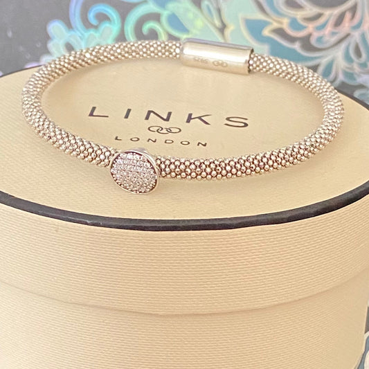 Links of London  Sterling Silver Star Burst Bead Bracelet with Crystals - 18cm