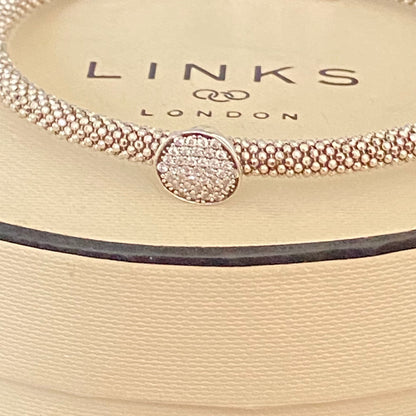 Links of London  Sterling Silver Star Burst Bead Bracelet with Crystals - 18cm