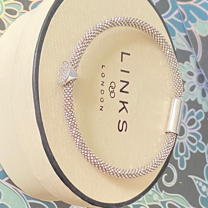 Links of London  Sterling Silver Star Burst Bead Bracelet with Crystals - 18cm