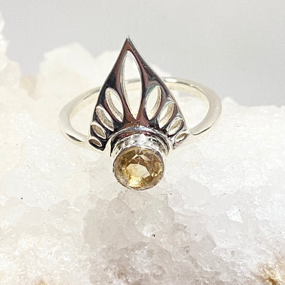Sterling Silver Tiara Ring with  a Faceted Gemstone
