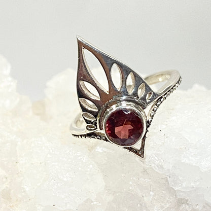 Sterling Silver Tiara Ring with  a Faceted Gemstone