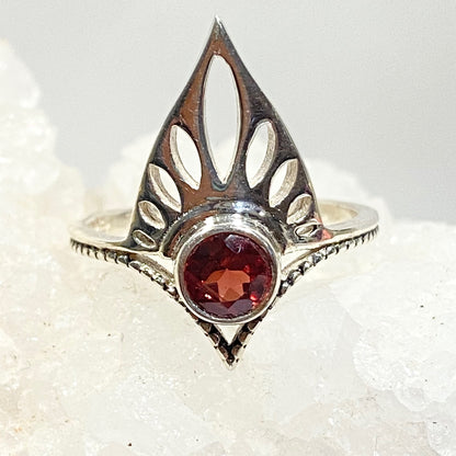 Sterling Silver Tiara Ring with  a Faceted Gemstone