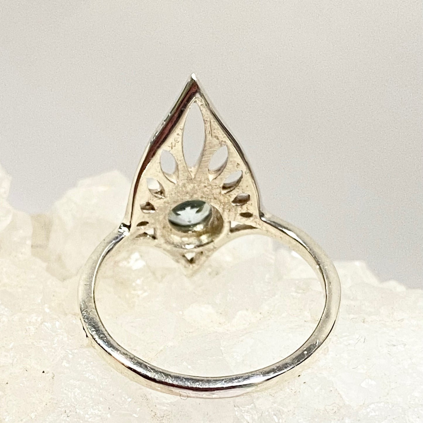 Sterling Silver Tiara Ring with  a Faceted Gemstone