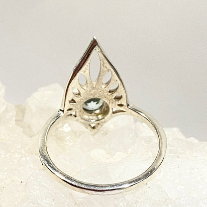 Sterling Silver Tiara Ring with  a Faceted Gemstone