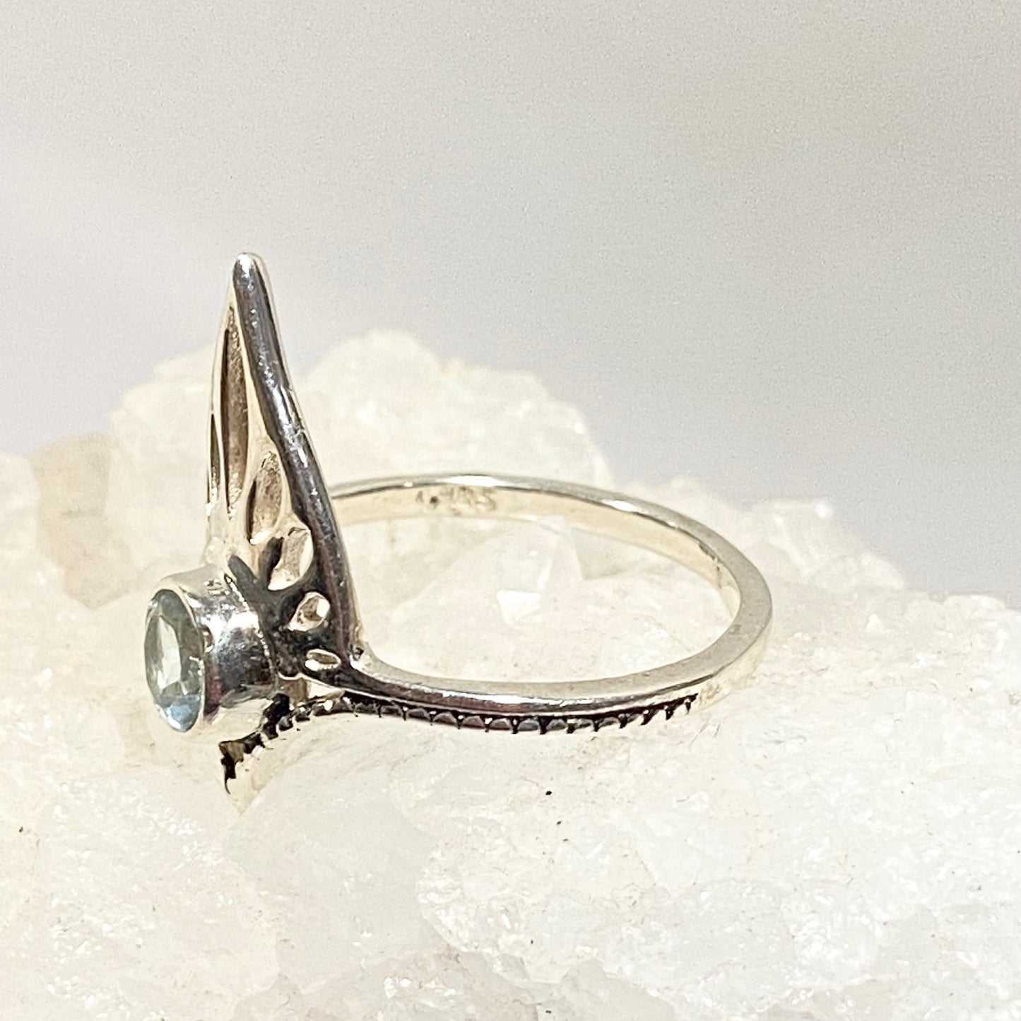 Sterling Silver Tiara Ring with  a Faceted Gemstone