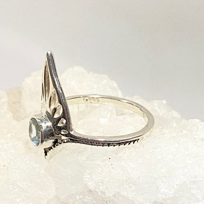 Sterling Silver Tiara Ring with  a Faceted Gemstone