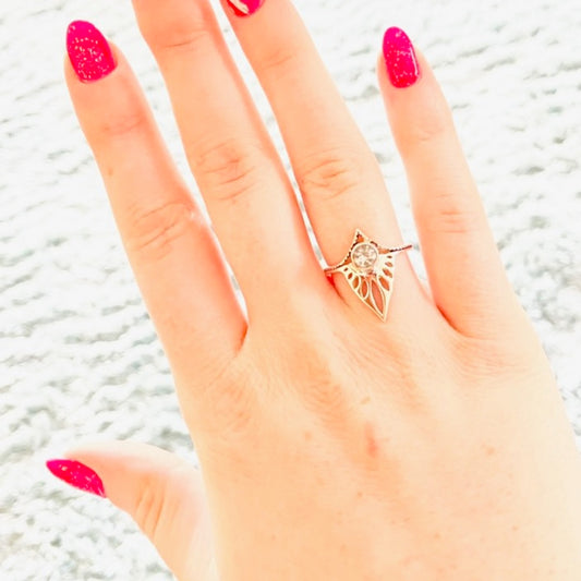 Sterling Silver Tiara Ring with  a Faceted Gemstone