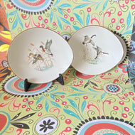Two Lovely Fine Bone China dishes with Game Birds Transfers from Crown Staffordshire