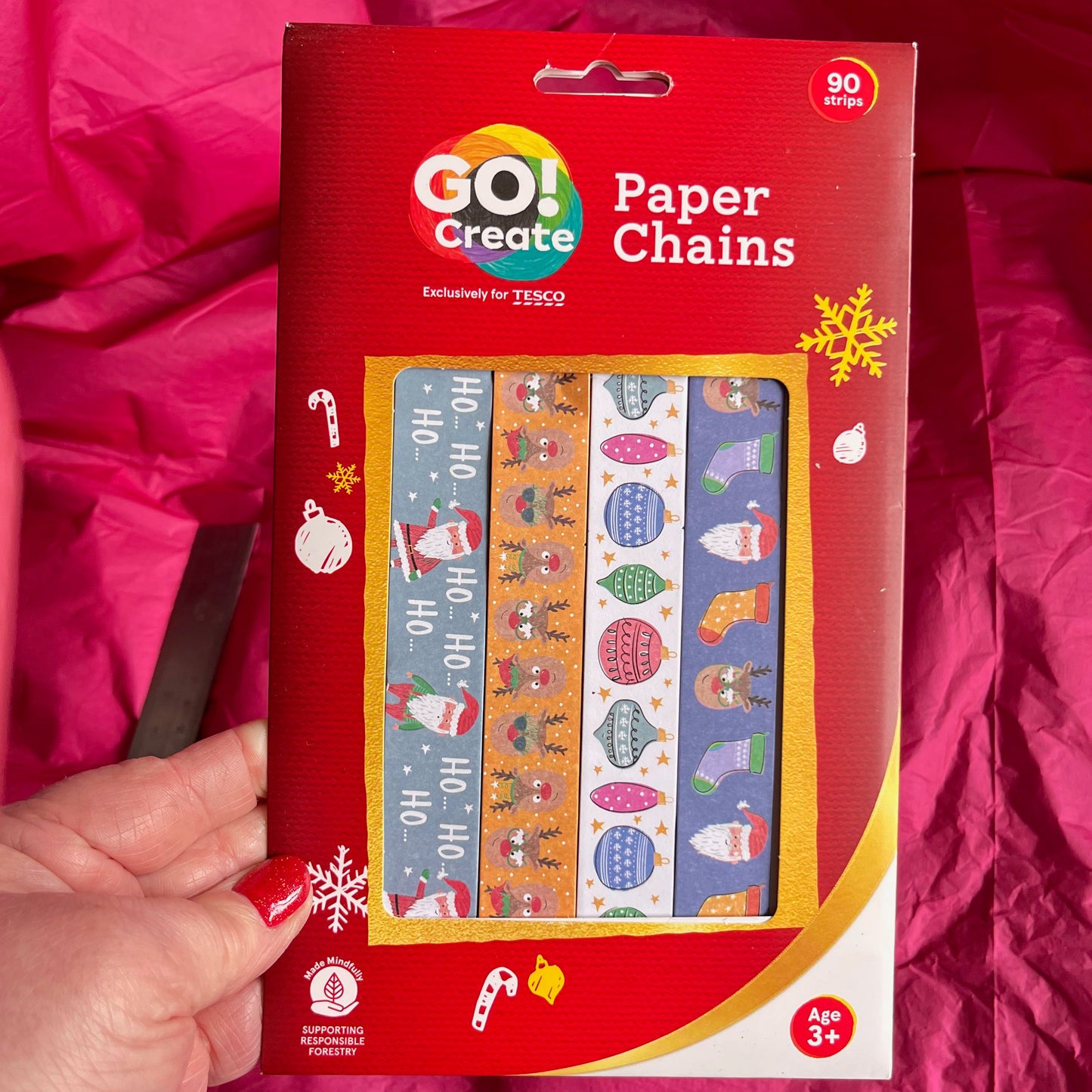 Festive Christmas Paper Chains 90 gummed strips