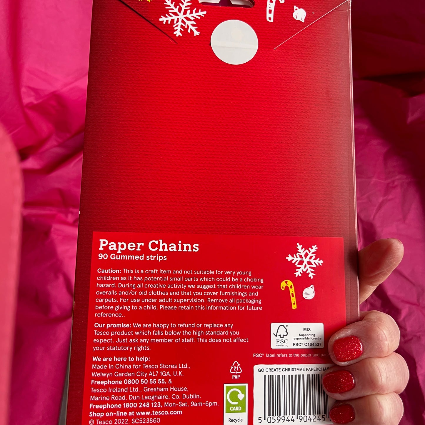 Festive Christmas Paper Chains 90 gummed strips