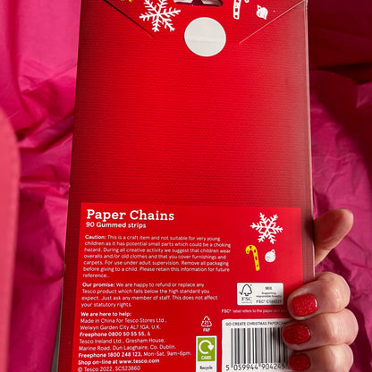 Festive Christmas Paper Chains 90 gummed strips