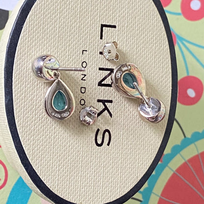 Links of London Sterling Silver Tear Drop Earrings with a Blue Topaz Tear Drop Stone with butterfly backs