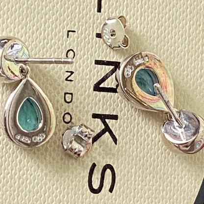 Links of London Sterling Silver Tear Drop Earrings with a Blue Topaz Tear Drop Stone with butterfly backs