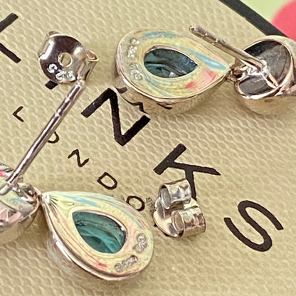 Links of London Sterling Silver Tear Drop Earrings with a Blue Topaz Tear Drop Stone with butterfly backs