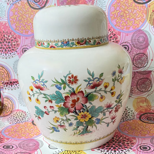 Vintage Fine Bone China Coalport Made in England,  Ming Rose, Ginger Jar produced 1970 to 1993. Aprox 17cm High