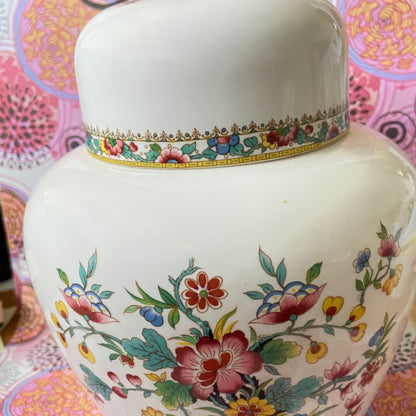 Vintage Fine Bone China Coalport Made in England,  Ming Rose, Ginger Jar produced 1970 to 1993. Aprox 17cm High
