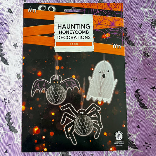 Haunting Honey comb Decorations 3 pack