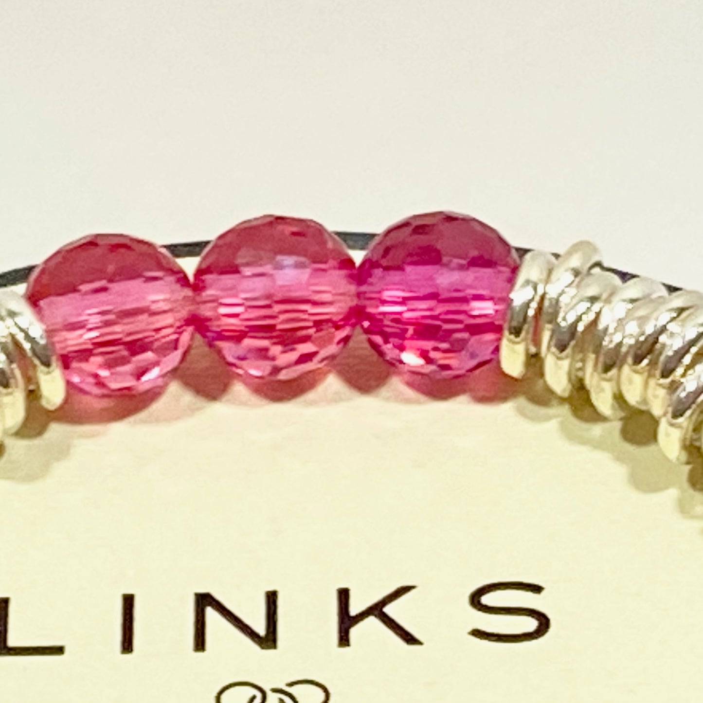Links of London Deep Pink Rose Quartz 2012 Special Edition Sweetie Bracelet 17cm