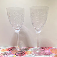 Authentic Signed Royal Doulton 'Jasmine' English Lead Crystal Wine Glass Etched