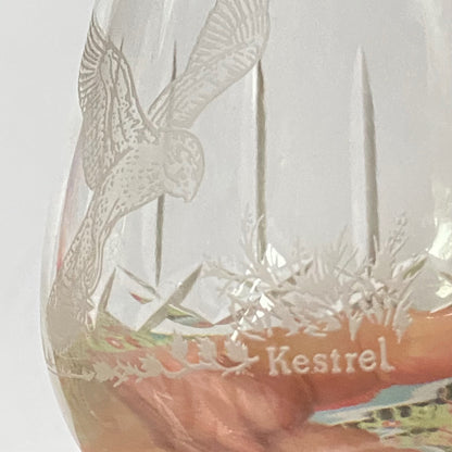 Authentic set of 3 Edinburgh Crystal Brandy Glass, Cut Crystal and Etched with a Grouse, Kestrel and Pheasant.  Made in Scotland UK around 1960’s