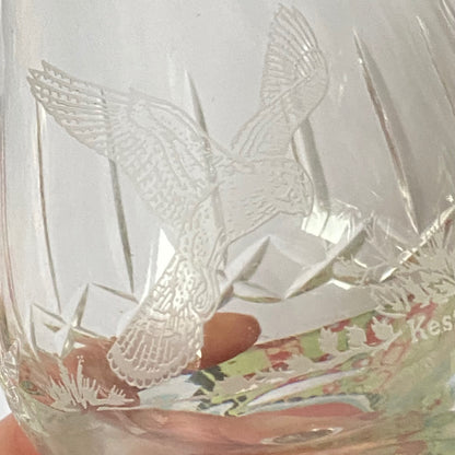 Authentic set of 3 Edinburgh Crystal Brandy Glass, Cut Crystal and Etched with a Grouse, Kestrel and Pheasant.  Made in Scotland UK around 1960’s