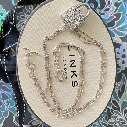 Links of London Necklace with Cubic Zirconia encrusted Lock Design Pendent