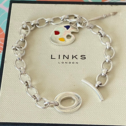 Links of London T-Bar Signature Bracelet with the Artist Pallet and Brush Charm.